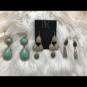 Set of 3 Aqua and Teal Earrings